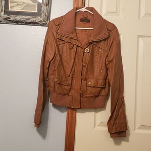 Faux leather bomber jacket